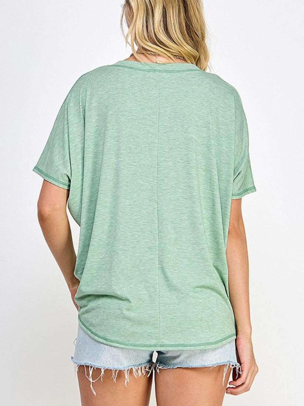 Sage V-Neck Tee With Pocket - Picture 4 of 7